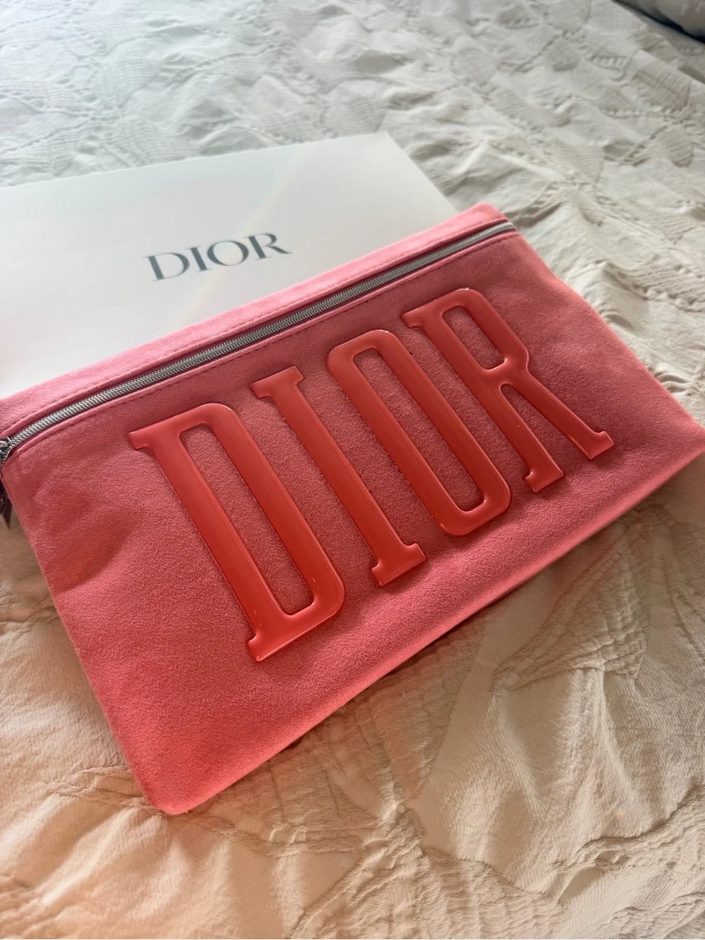 Dior Pink Pouch with Raised Logo